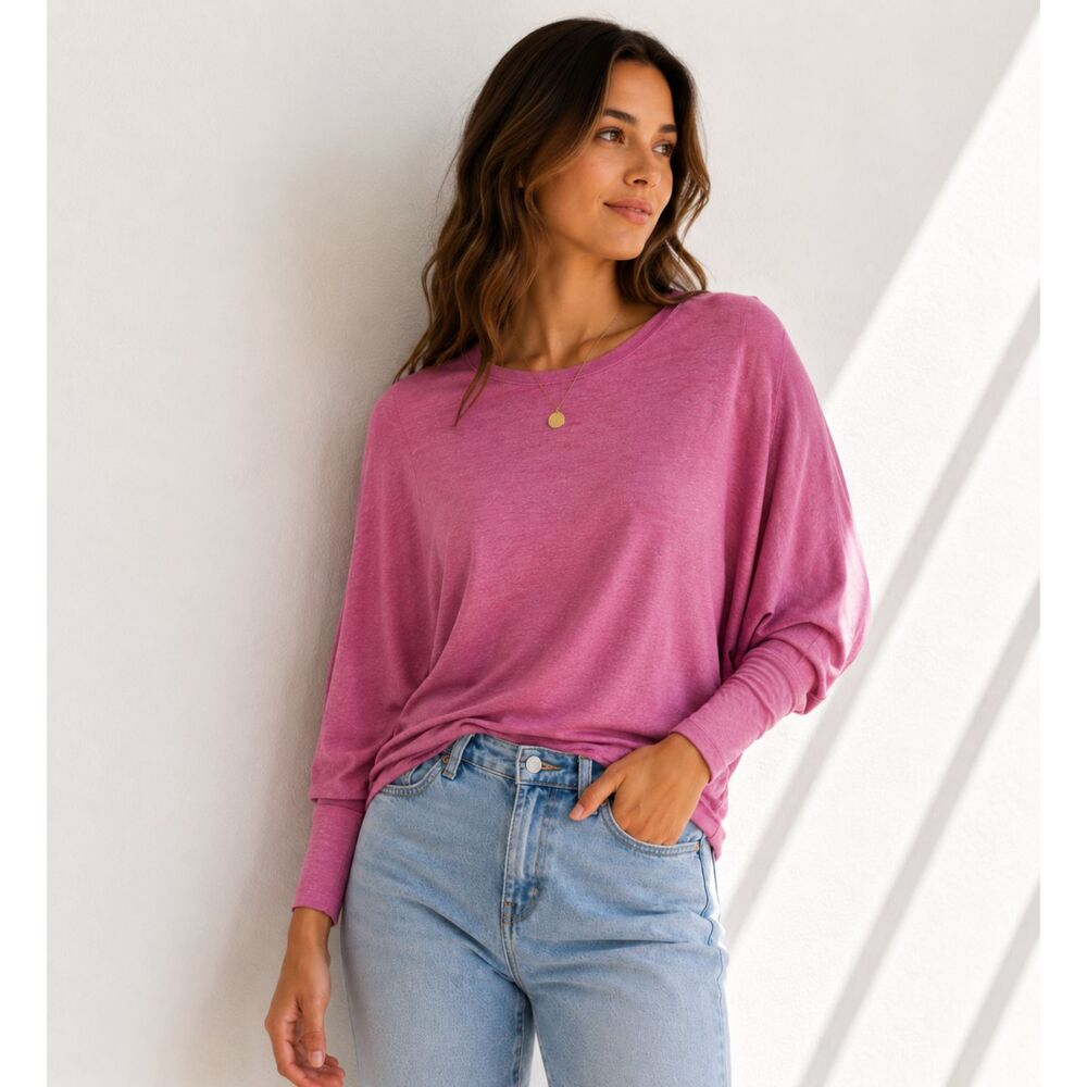 The Nines NWT Pink Batwing Long Sleeve Tee Women’s Size S Soft Cotton Top